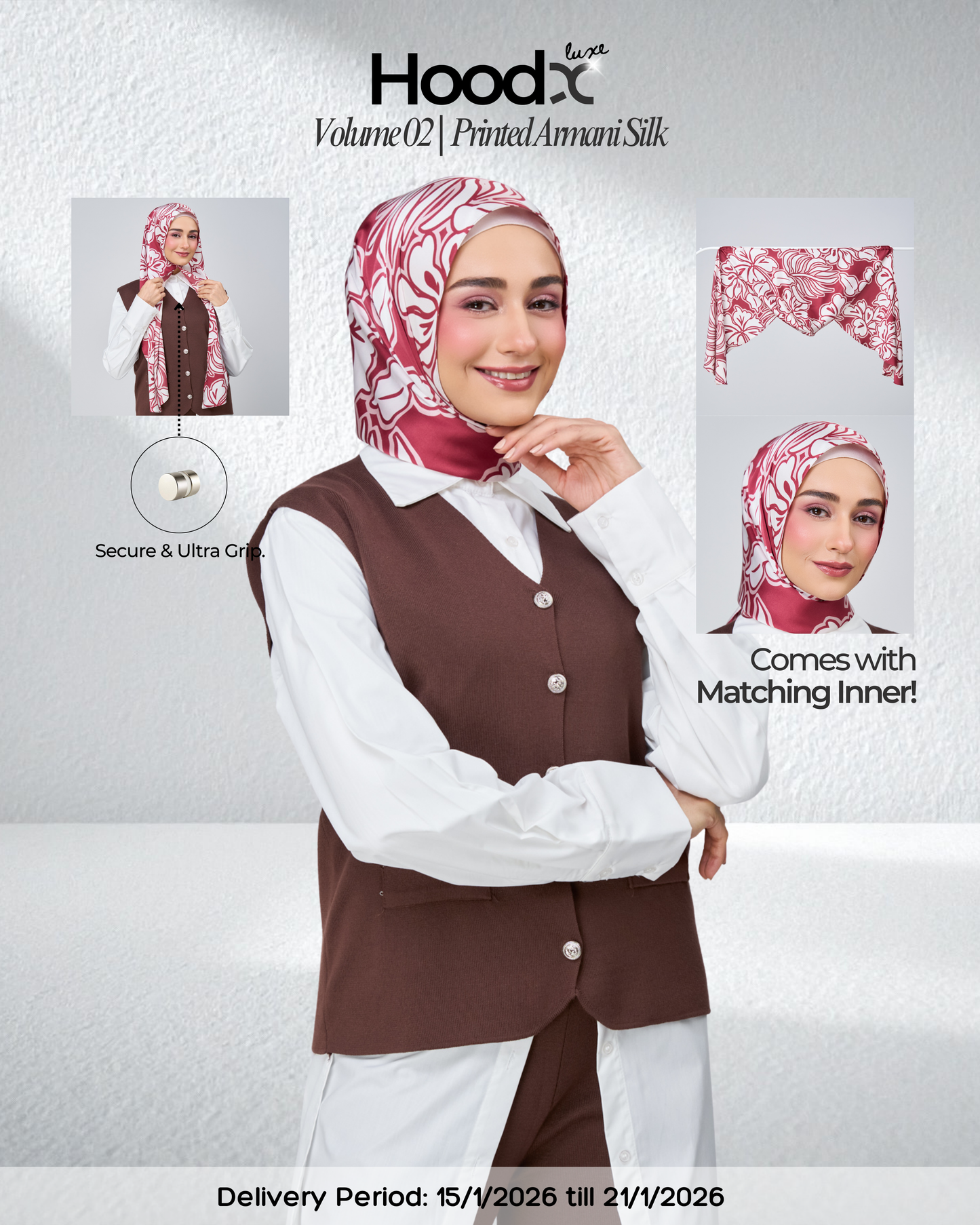 [★New] HoodX Printed Set in Scarlet