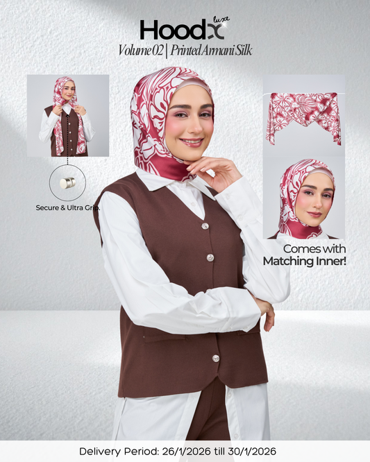 [★New] HoodX Printed Set in Scarlet