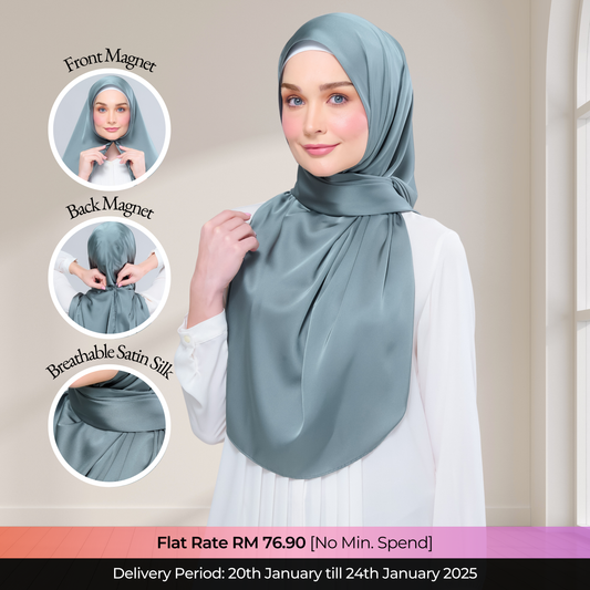 Instant Tag n' Go Shawl  | Satin Silk in Sea Green