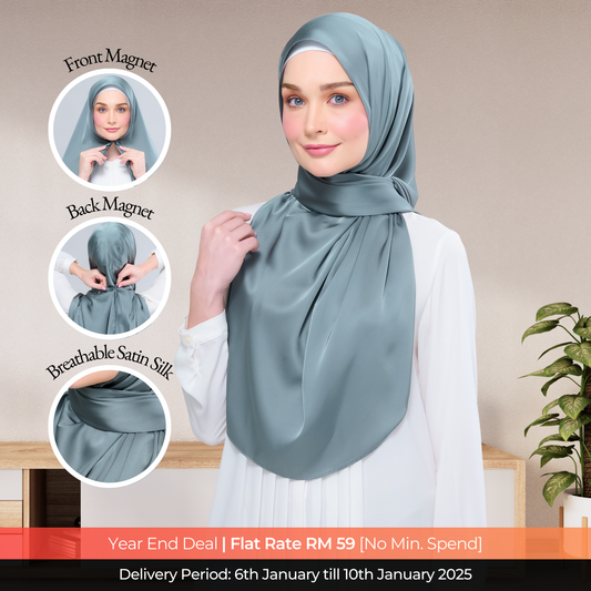 Instant Tag n' Go Shawl  | Satin Silk in Sea Green