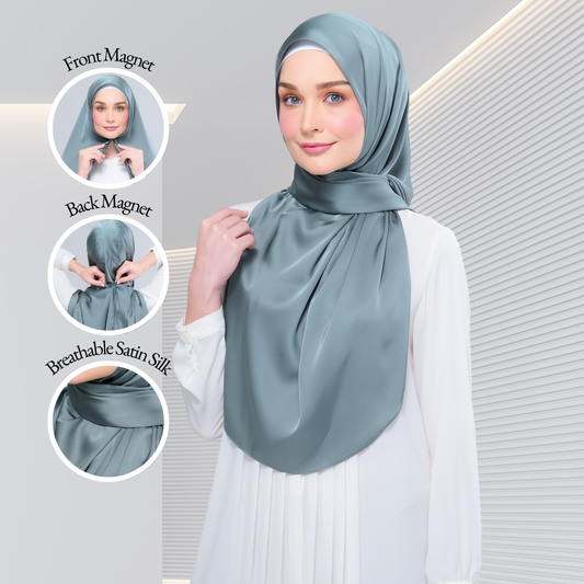 Instant Tag n' Go Shawl  | Satin Silk in Sea Green