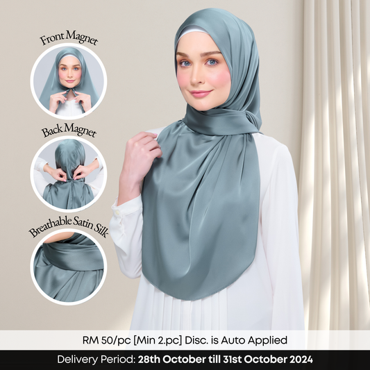 Instant Tag n' Go Shawl  | Satin Silk in Sea Green