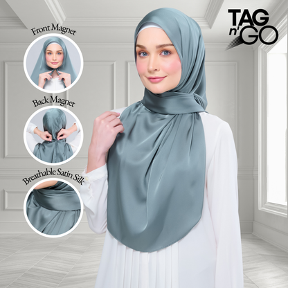 [As-Is] Instant Tag n' Go Shawl l Satin Silk in Sea Green