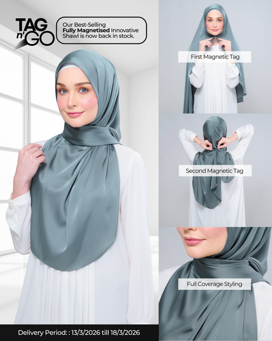 Instant Tag n' Go Shawl | Satin Silk in Sea Green