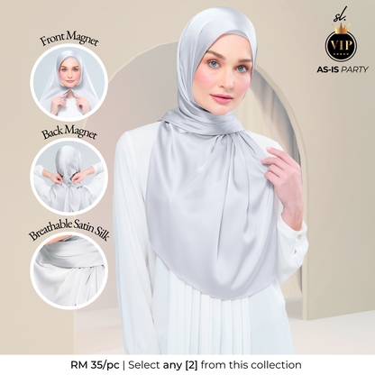 [As-Is] Instant Tag n' Go Shawl l Satin Silk in Silver