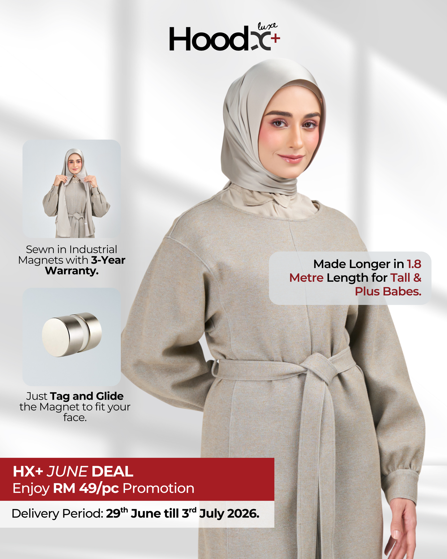 HoodX⁺Plus Luxe in Silver Taupe