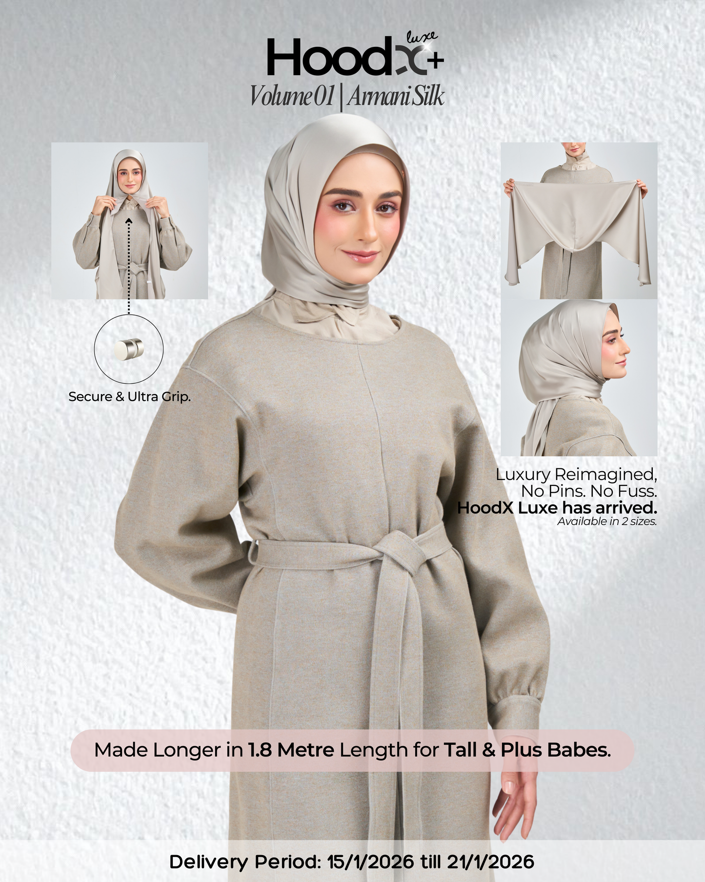 HoodX⁺Plus Luxe in Silver Taupe