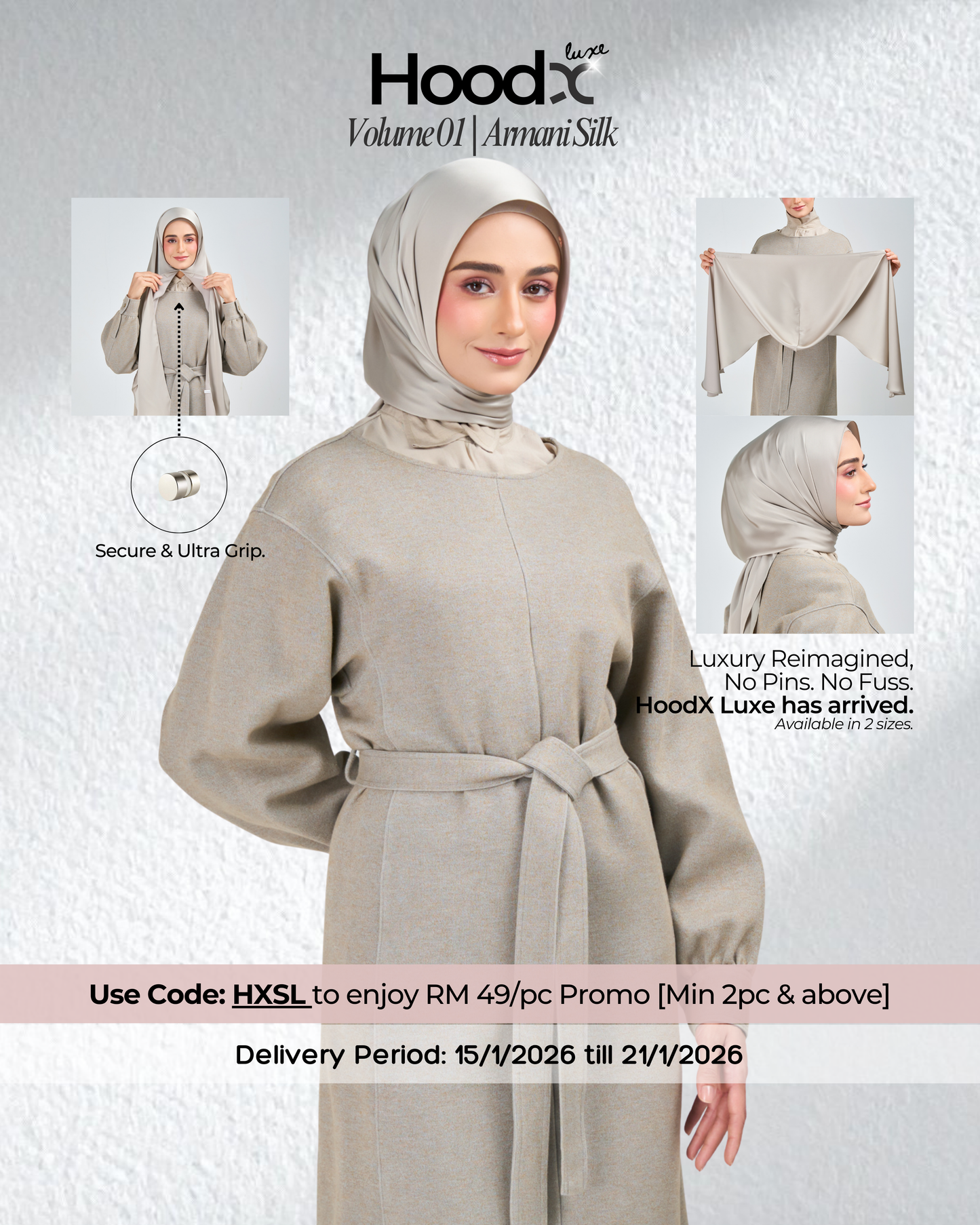 HoodX Luxe in Silver Taupe