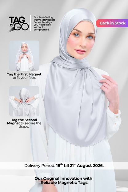 Instant Tag n' Go Shawl | Satin Silk in Silver