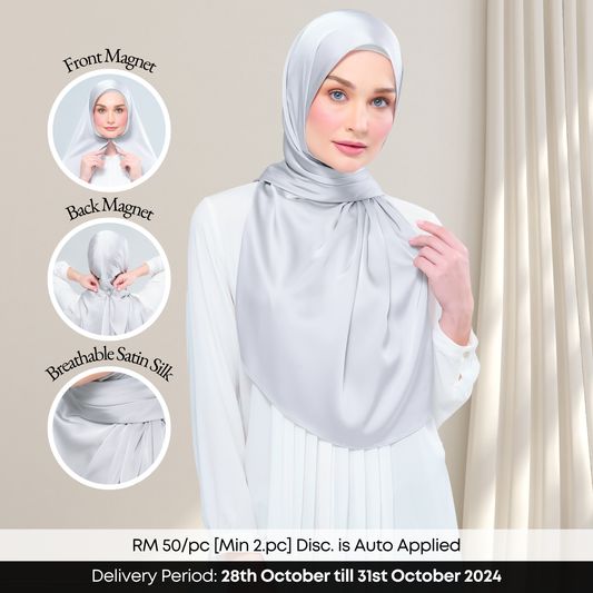 Instant Tag n' Go Shawl  | Satin Silk in Silver