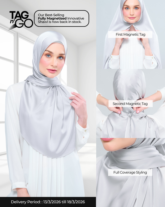 Instant Tag n' Go Shawl | Satin Silk in Silver