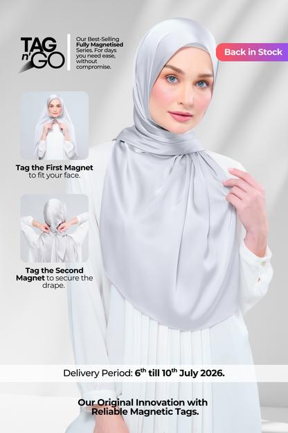Instant Tag n' Go Shawl | Satin Silk in Silver