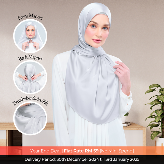 Instant Tag n' Go Shawl  | Satin Silk in Silver