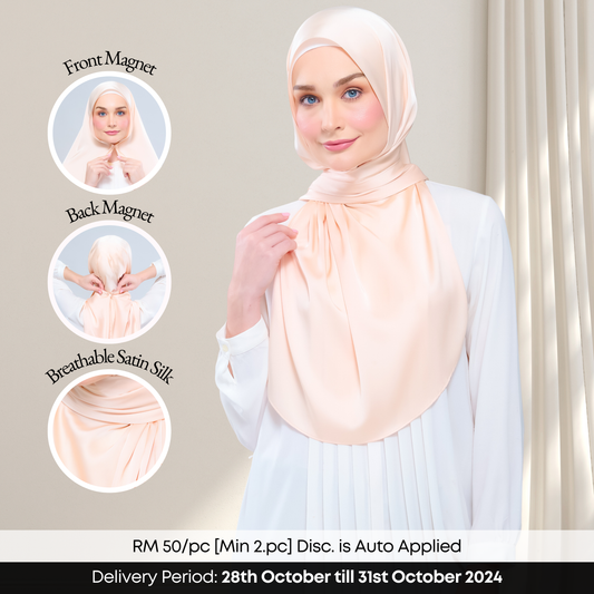 Instant Tag n' Go Shawl  | Satin Silk in Soft Apricot