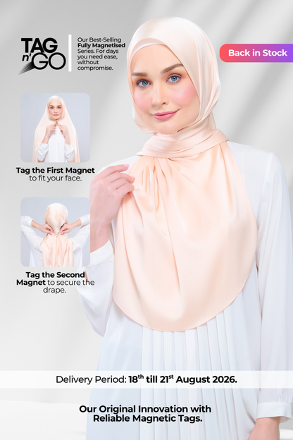 Instant Tag n' Go Shawl | Satin Silk in Soft Apricot