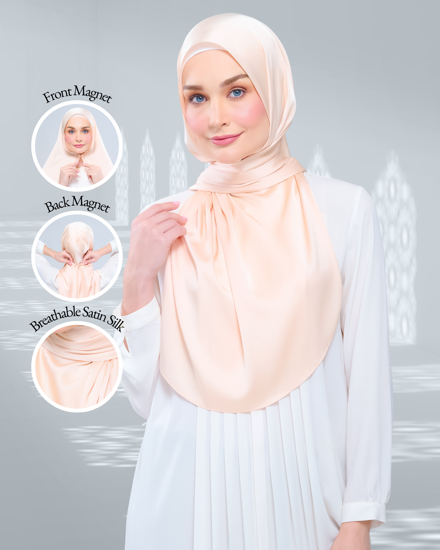 [As-Is] Instant Tag n' Go Shawl l Satin Silk in Soft Apricot