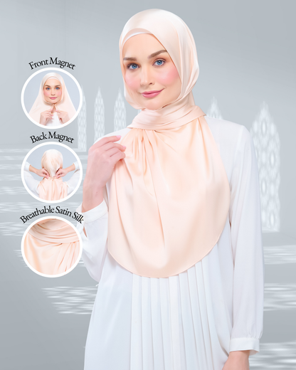 [As-Is] Instant Tag n' Go Shawl l Satin Silk in Soft Apricot