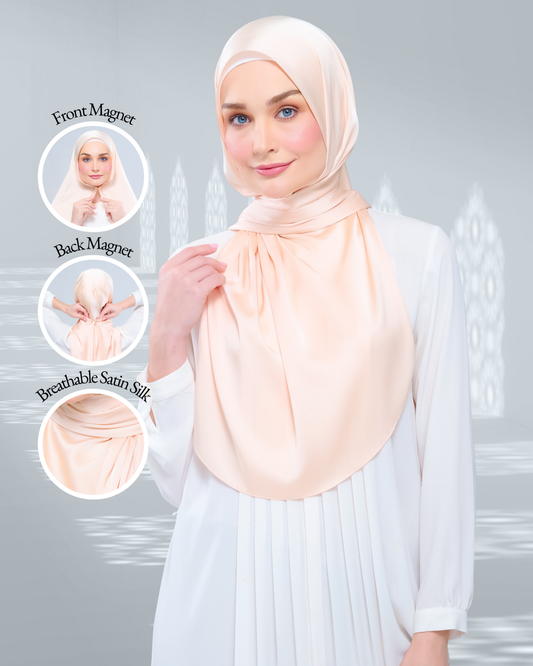 [As-Is] Instant Tag n' Go Shawl l Satin Silk in Soft Apricot