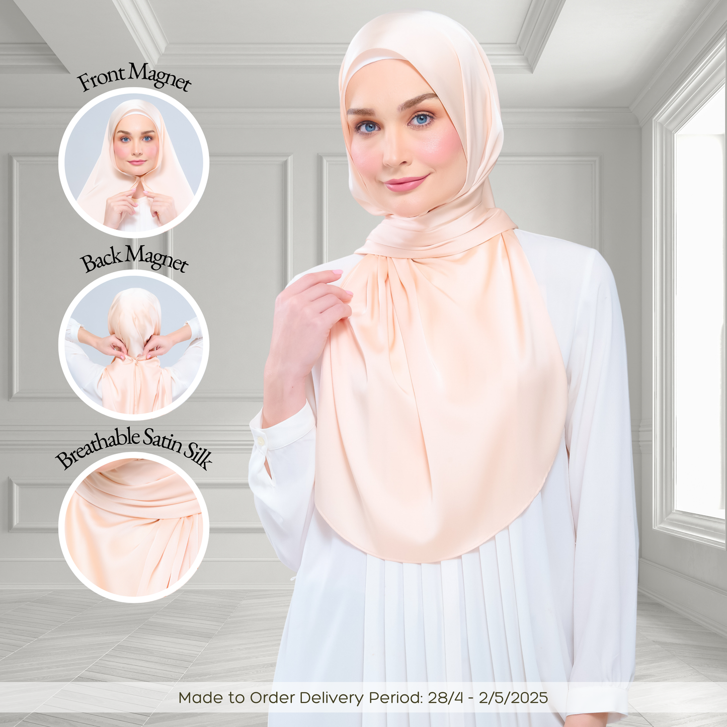 [As-Is] Instant Tag n' Go Shawl l Satin Silk in Soft Apricot