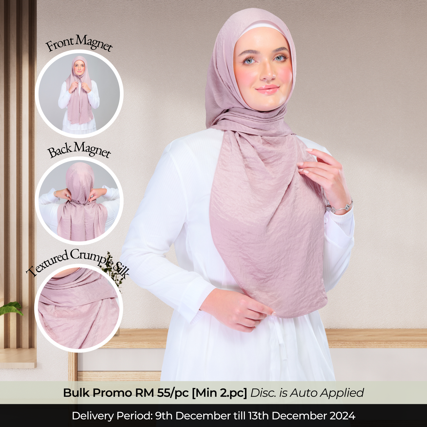 Instant Tag n' Go Shawl | Textured Silk in Soft Pink