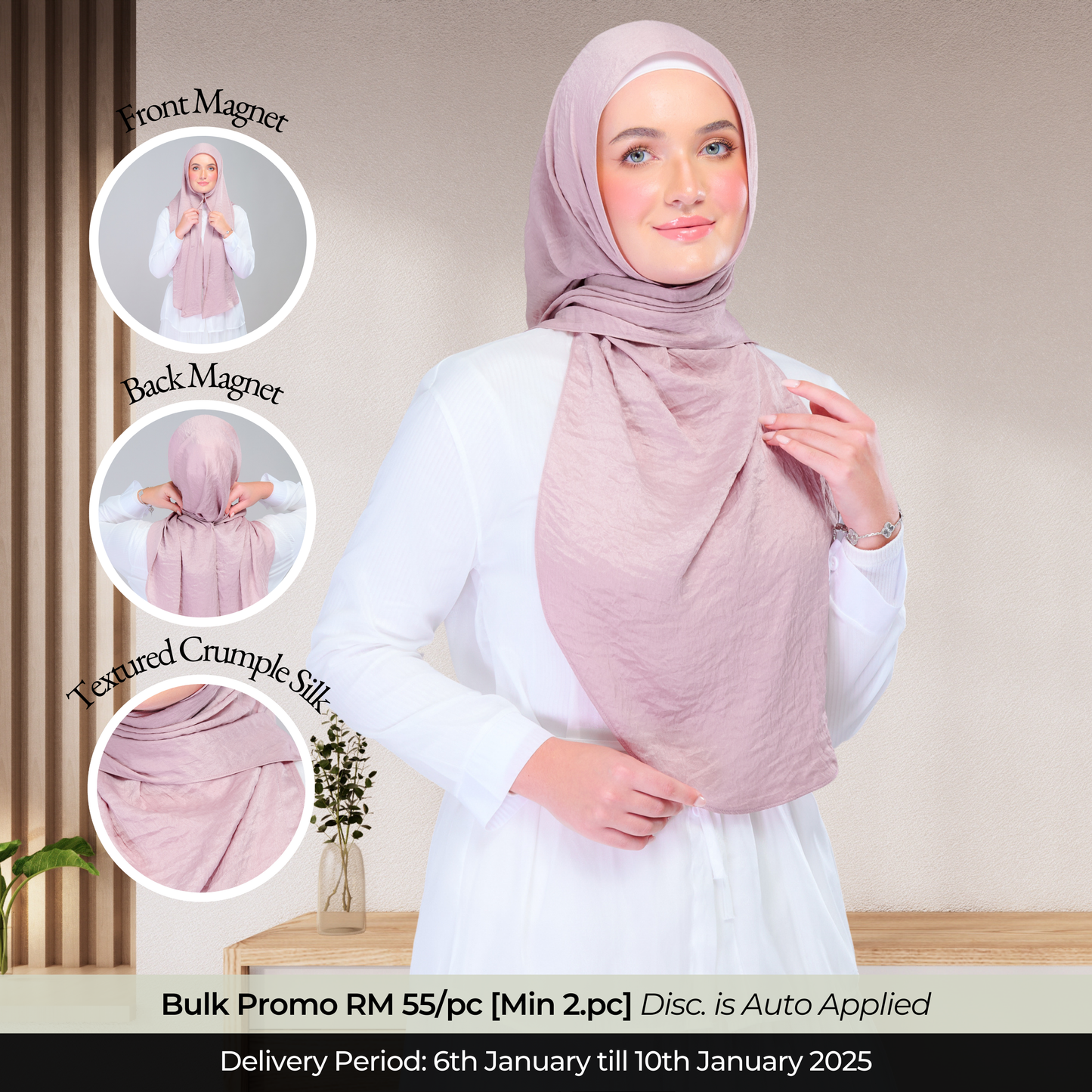 Instant Tag n' Go Shawl | Textured Silk in Soft Pink