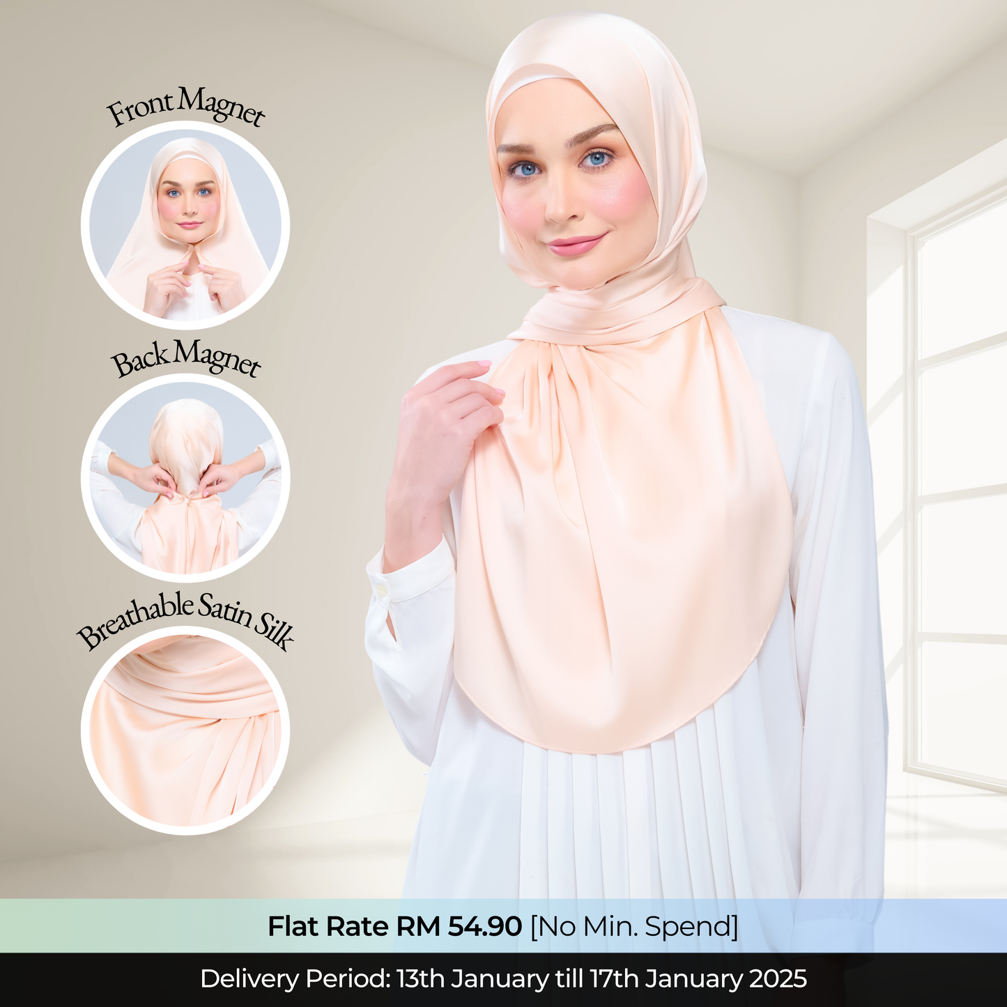 Instant Tag n' Go Shawl  | Satin Silk in Soft Apricot