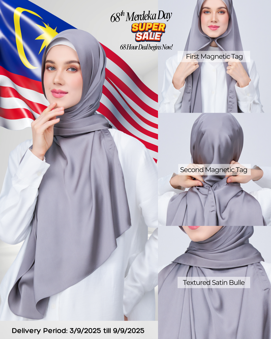 Instant Tag n' Go Shawl | Satin Bulle in Stone Grey