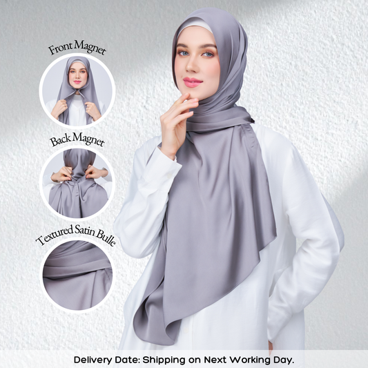 Instant Tag n' Go Shawl | Satin Bulle in Stone Grey