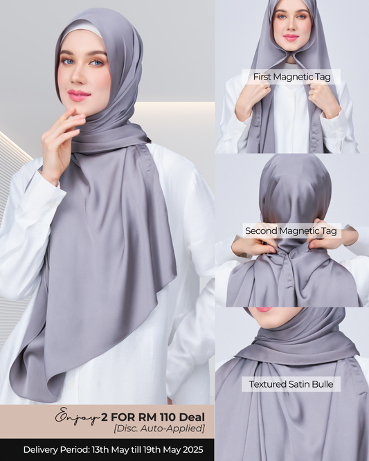 Instant Tag n' Go Shawl | Satin Bulle in Stone Grey