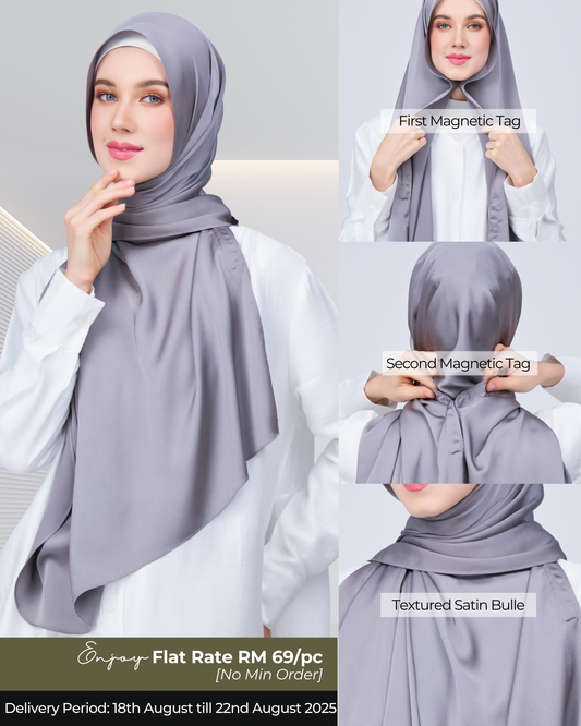 Instant Tag n' Go Shawl | Satin Bulle in Stone Grey