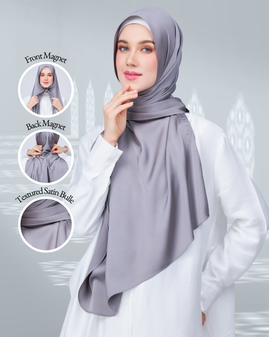 [As-Is] Instant Tag n' Go Shawl | Satin Bulle in Stone Grey