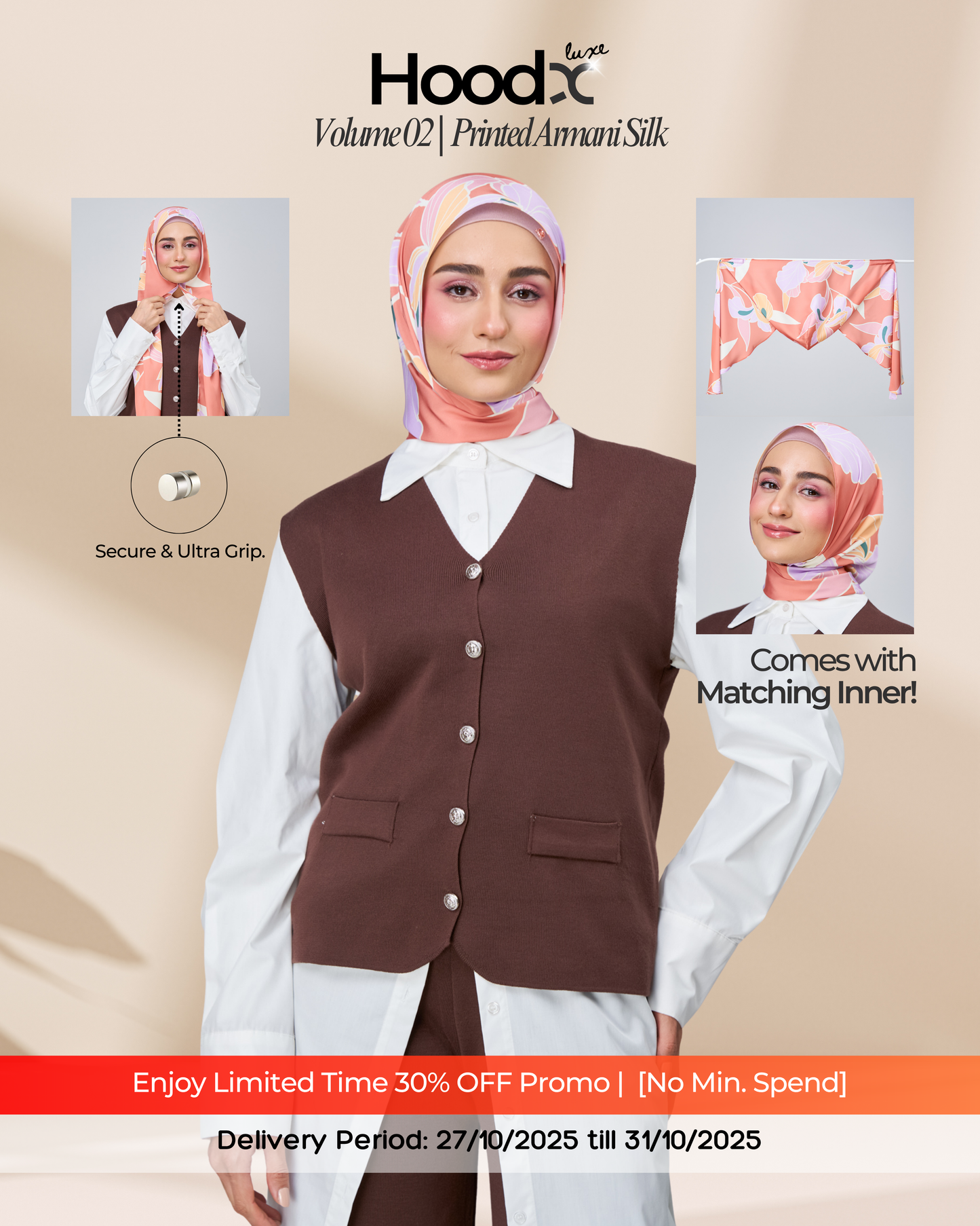 [★New] HoodX Printed Set in Sunset Blush