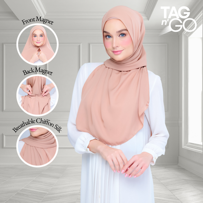 [As-Is] Instant Tag n' Go Shawl l Chiffon Silk in Tan