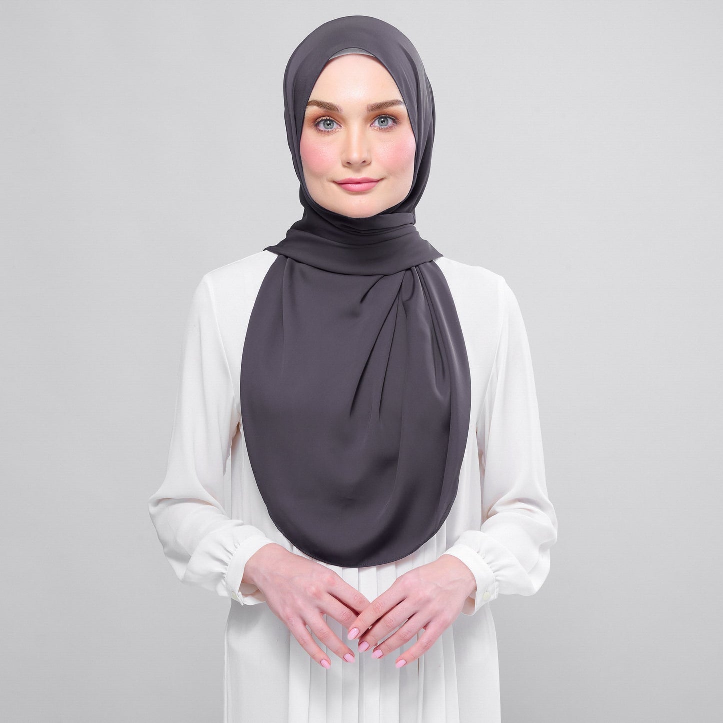 [As-Is] Instant Tag n' Go Shawl l Chiffon Silk in Dark Grey