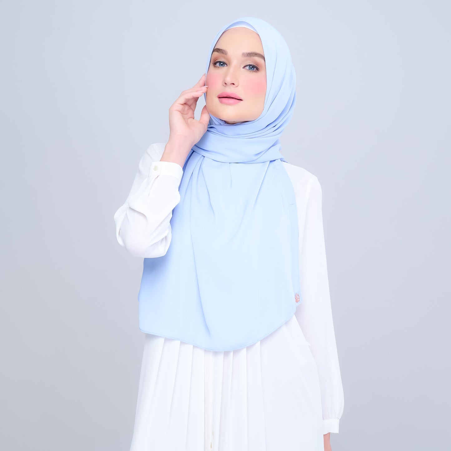 [As-Is] Instant Tag n' Go Shawl l Chiffon Silk in Maya Blue