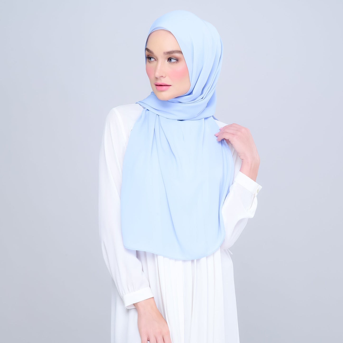 [As-Is] Instant Tag n' Go Shawl l Chiffon Silk in Maya Blue