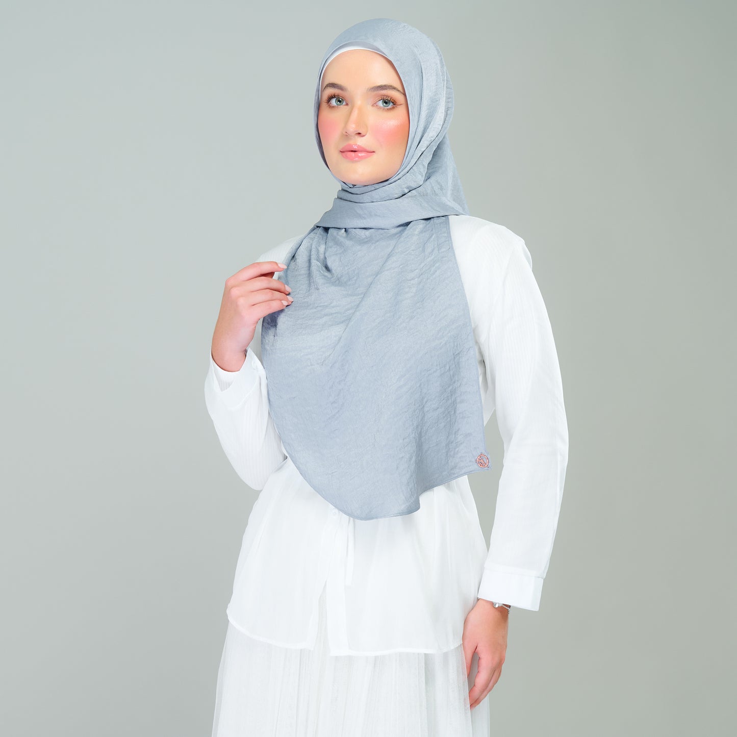 Instant Tag n' Go Shawl | Textured Silk in Metallic Grey 2.0