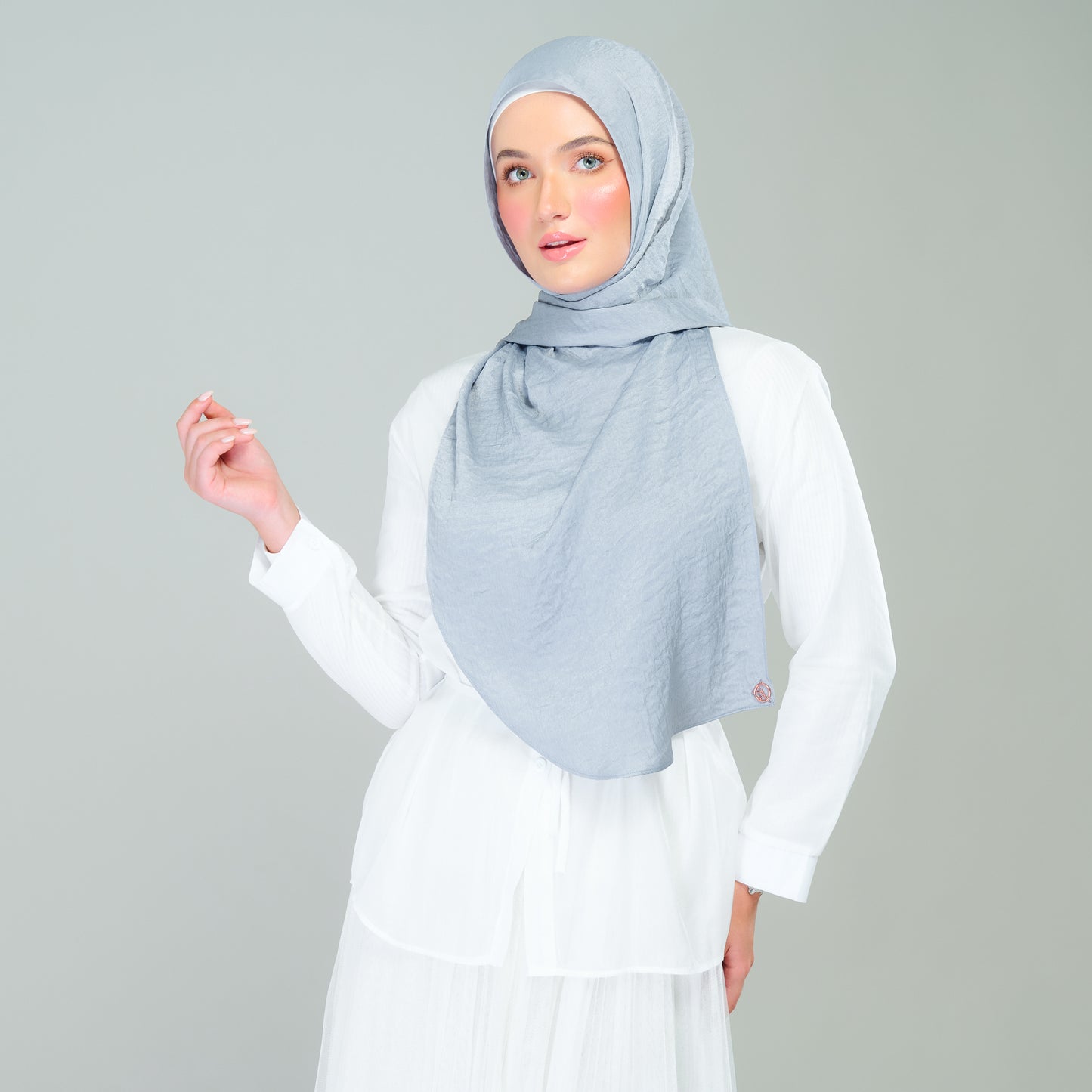 Instant Tag n' Go Shawl | Textured Silk in Metallic Grey 2.0