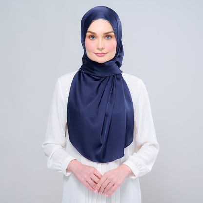 [As-Is] Instant Tag n' Go Shawl l Satin Silk in Deep Blue