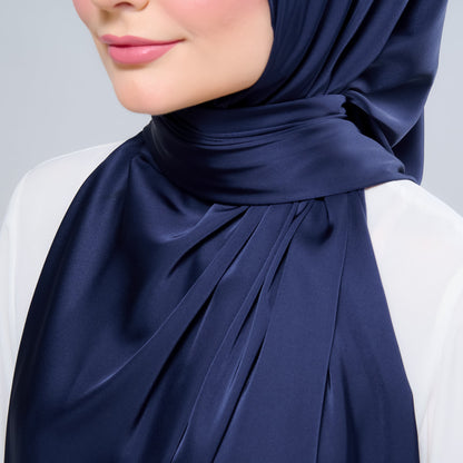 [As-Is] Instant Tag n' Go Shawl l Satin Silk in Deep Blue