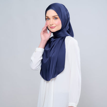 [As-Is] Instant Tag n' Go Shawl l Satin Silk in Deep Blue