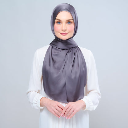 [As-Is] Instant Tag n' Go Shawl l Satin Silk in Deep Grey