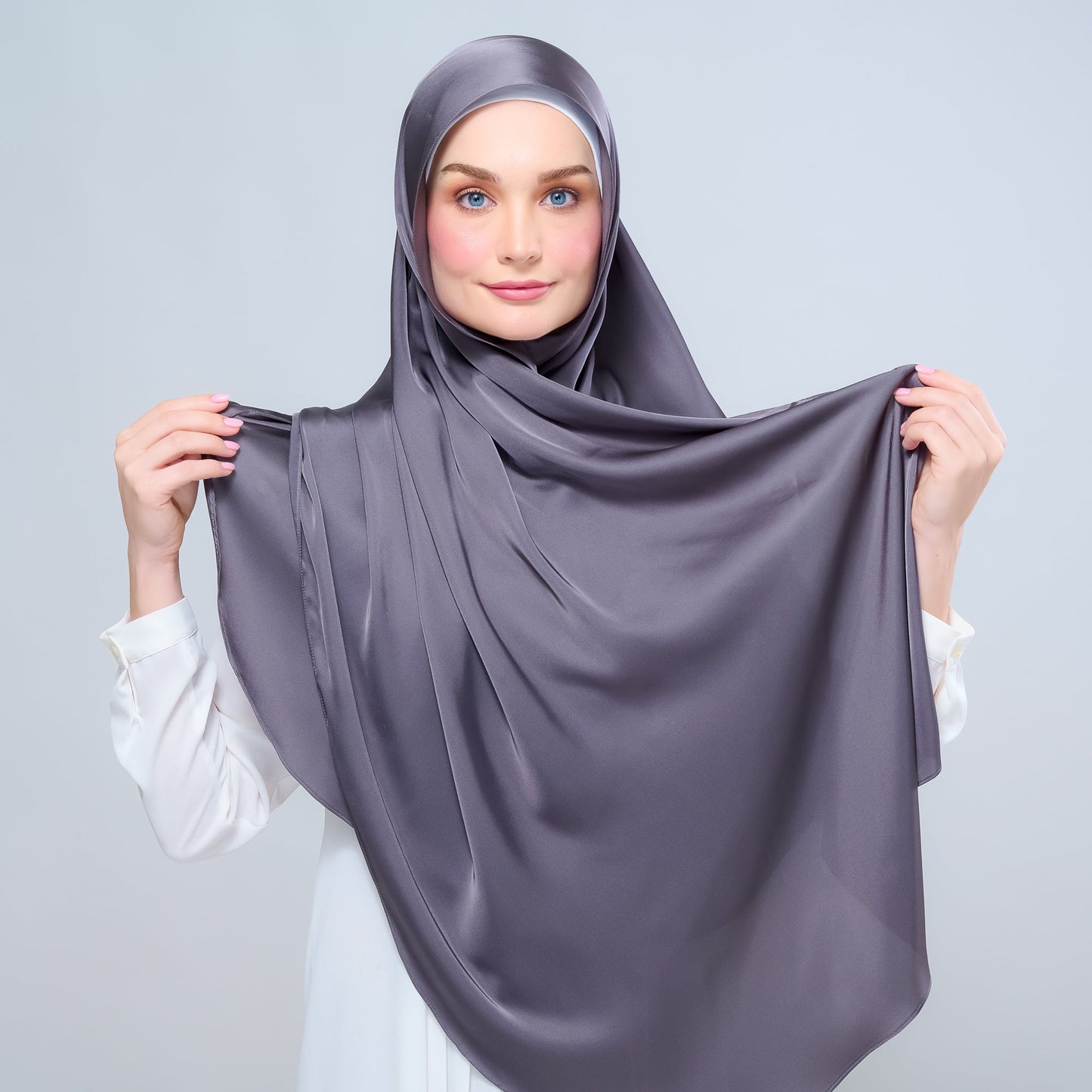 [As-Is] Instant Tag n' Go Shawl l Satin Silk in Deep Grey
