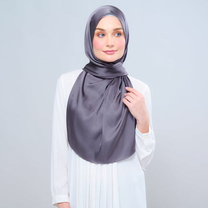 [As-Is] Instant Tag n' Go Shawl l Satin Silk in Deep Grey