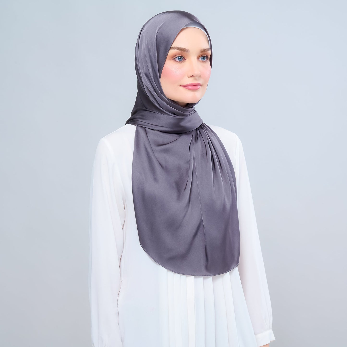 [As-Is] Instant Tag n' Go Shawl l Satin Silk in Deep Grey