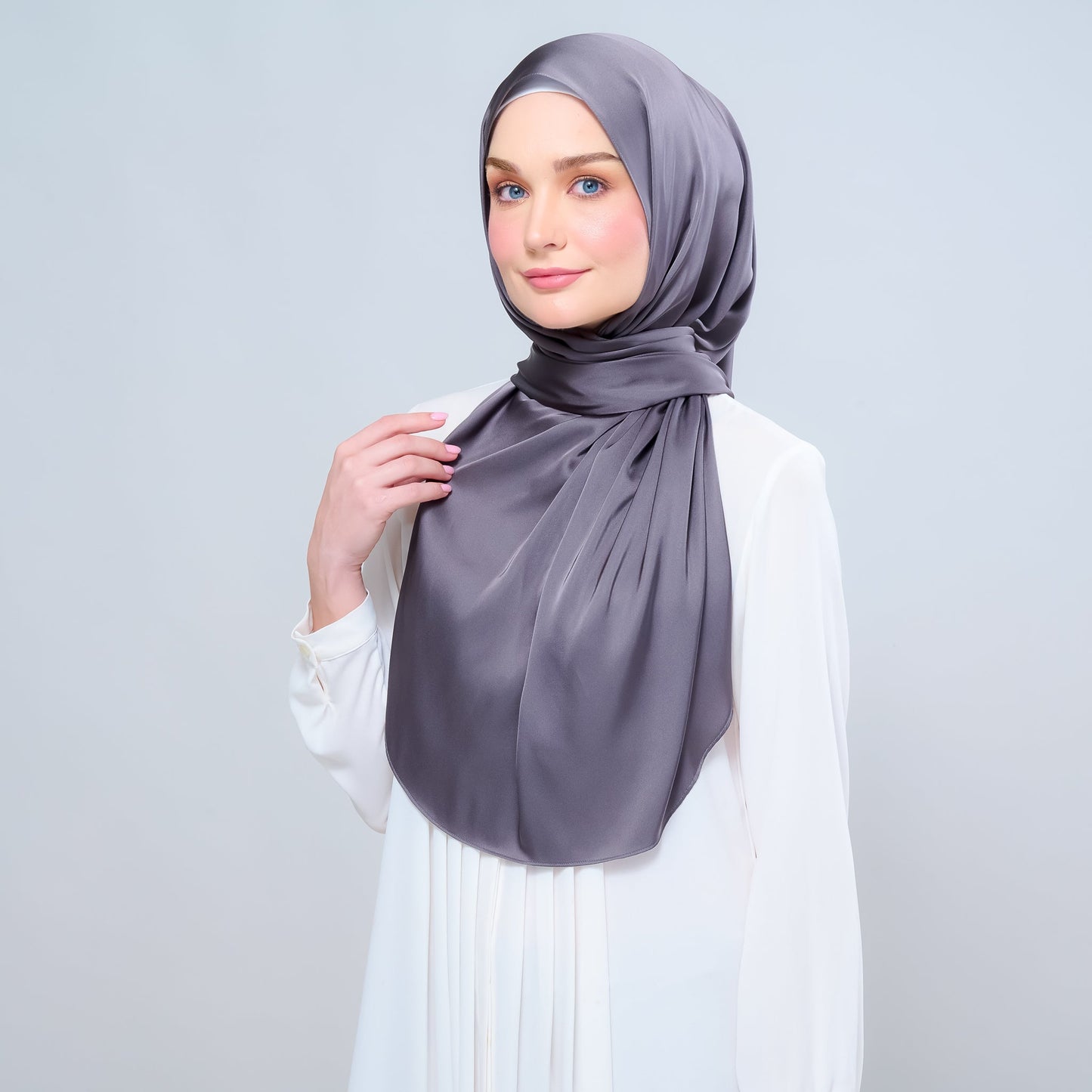 [As-Is] Instant Tag n' Go Shawl l Satin Silk in Deep Grey