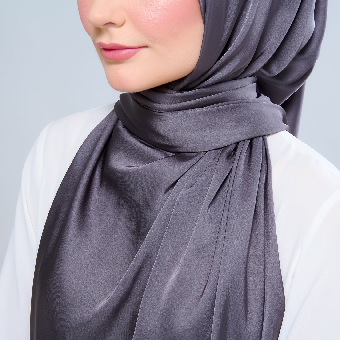 [As-Is] Instant Tag n' Go Shawl l Satin Silk in Deep Grey