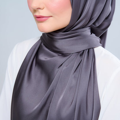 [As-Is] Instant Tag n' Go Shawl l Satin Silk in Deep Grey
