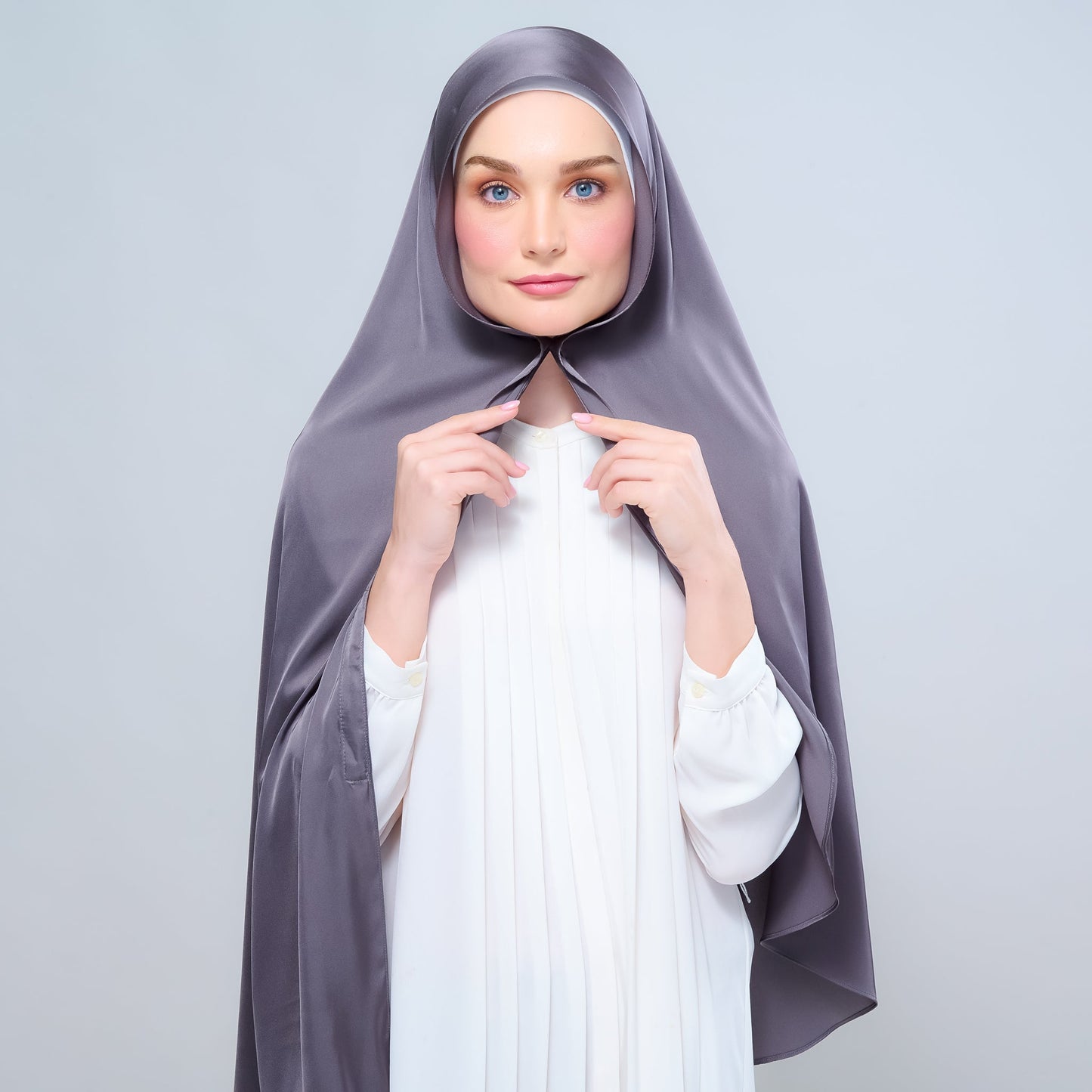 [As-Is] Instant Tag n' Go Shawl l Satin Silk in Deep Grey