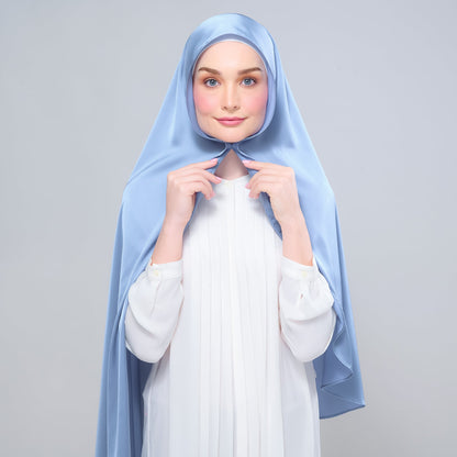 [As-Is] Instant Tag n' Go Shawl l Satin Silk in Dusty Blue 2.0